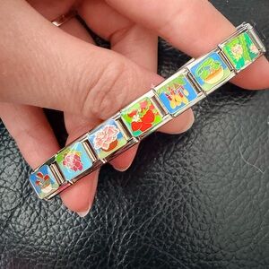 Spring Garden Italian Charm Bracelet – Strawberry, Grapes & Florals